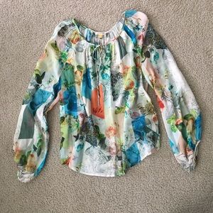 Anthropologie Colorful Silk Blouse